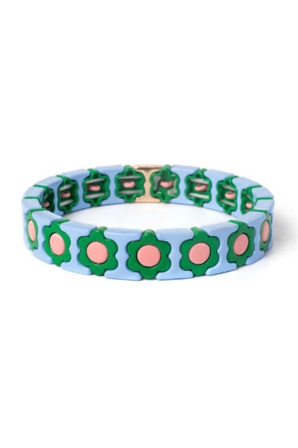 Daisy chain bracelet | Blue, Green & Peach