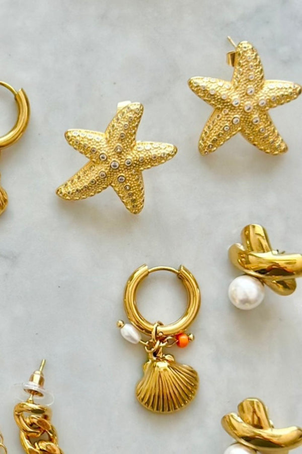 Gold Star Fish Studs