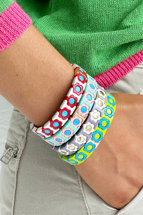 Daisy chain bracelet | Mint, Pink & Aqua