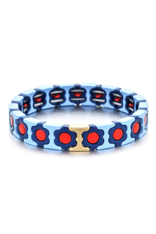 Daisy chain bracelet | Pale Blue, Navy & Red