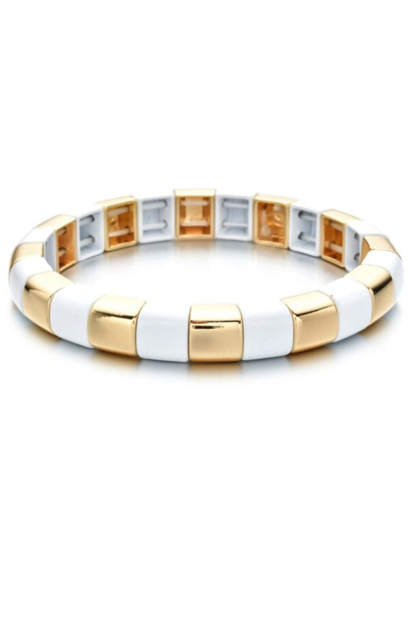 Hip to be square bracelet | White & Gold