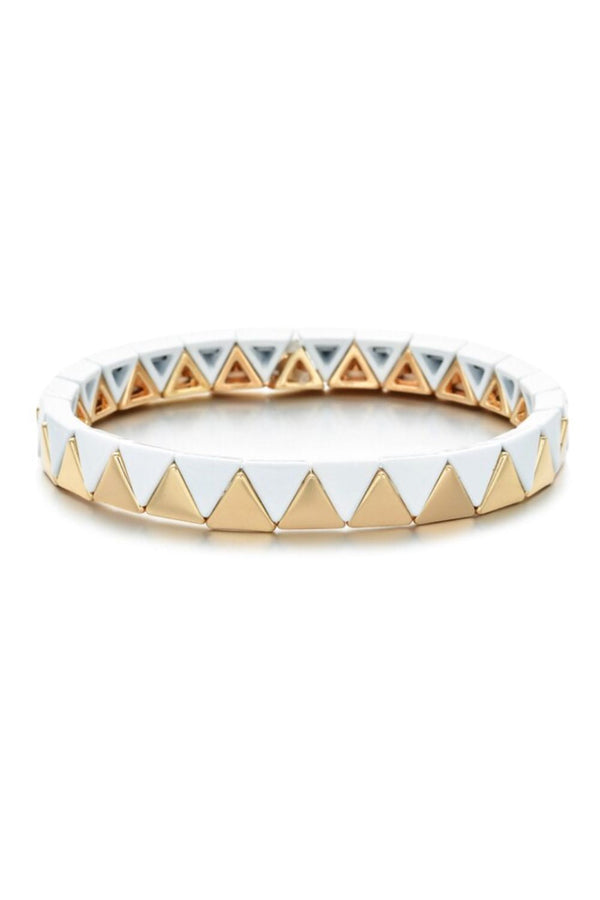 Pyramid bracelet | White & Gold